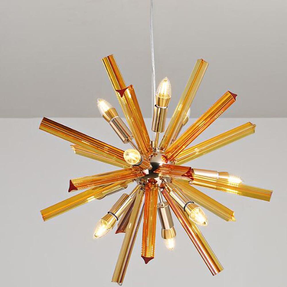 Modern 9-Light LED Metal Chandelier — Gold or Gray, 22" Diameter, 3000K Warm White, Adjustable Chain