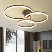 Three-Ring Semi Flush-Mount Ceiling Light — Metal and Acrylic, 3-Light LED, Dimmable, Remote Control, 35"