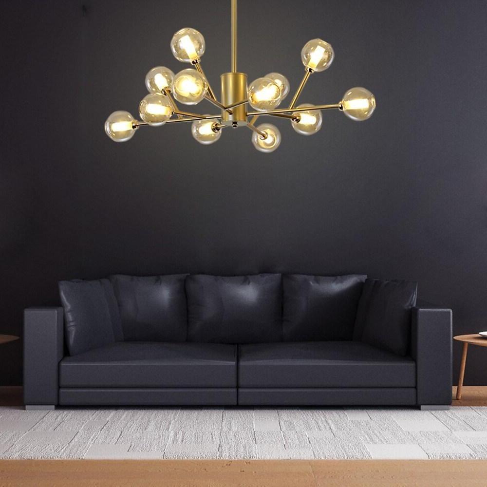 Sputnik Chandelier — Metal and Glass, 12-Light LED, 35" Diameter, 3000K–6000K