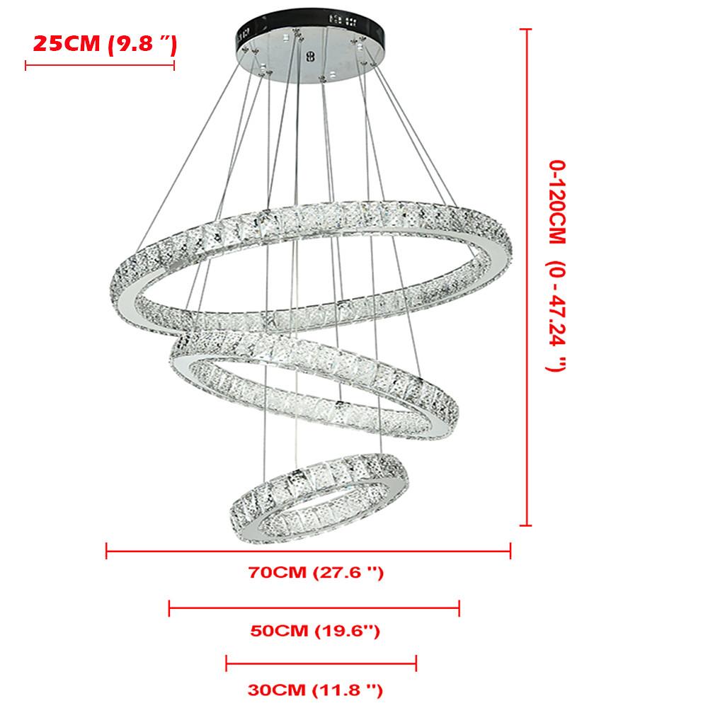 Geometric Circle Crystal Chandelier — Metal and Crystal, 67.5W LED, 28" Wide, 3000K–6000K