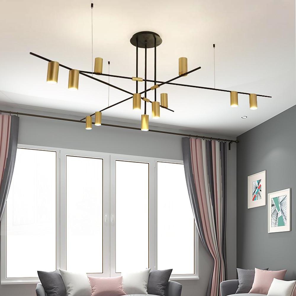 Geometric Gold Metal Sputnik Chandelier for Living Room
