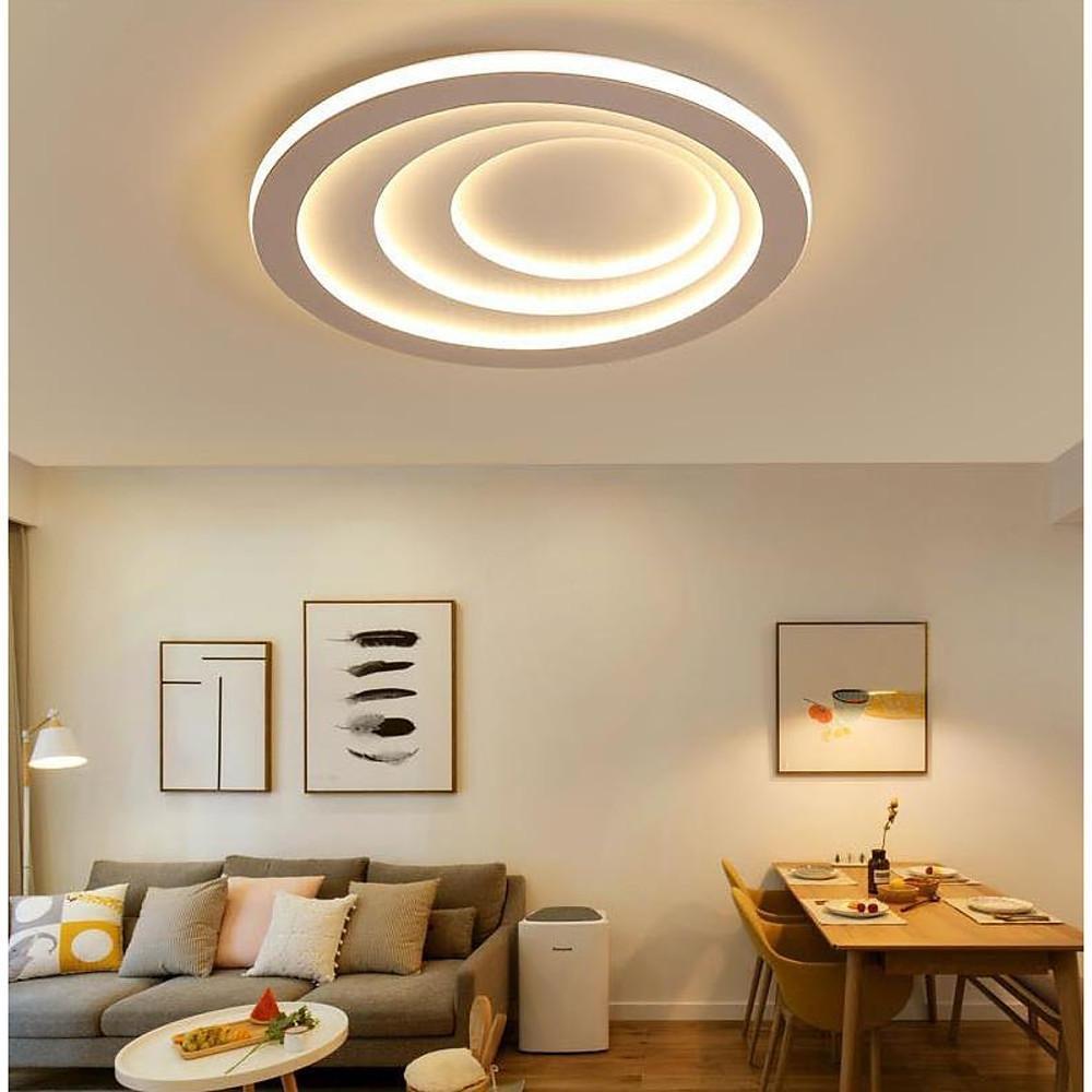 4-Ring Geometric Flush-Mount LED Ceiling Light — Metal and Acrylic, 15.7" / 19.7" / 23.6", 3000K or 6000K