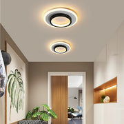 Modern 2-Light Circular LED Flush Mount — Metal, Black and White, 3000K / 6000K, 9" Diameter