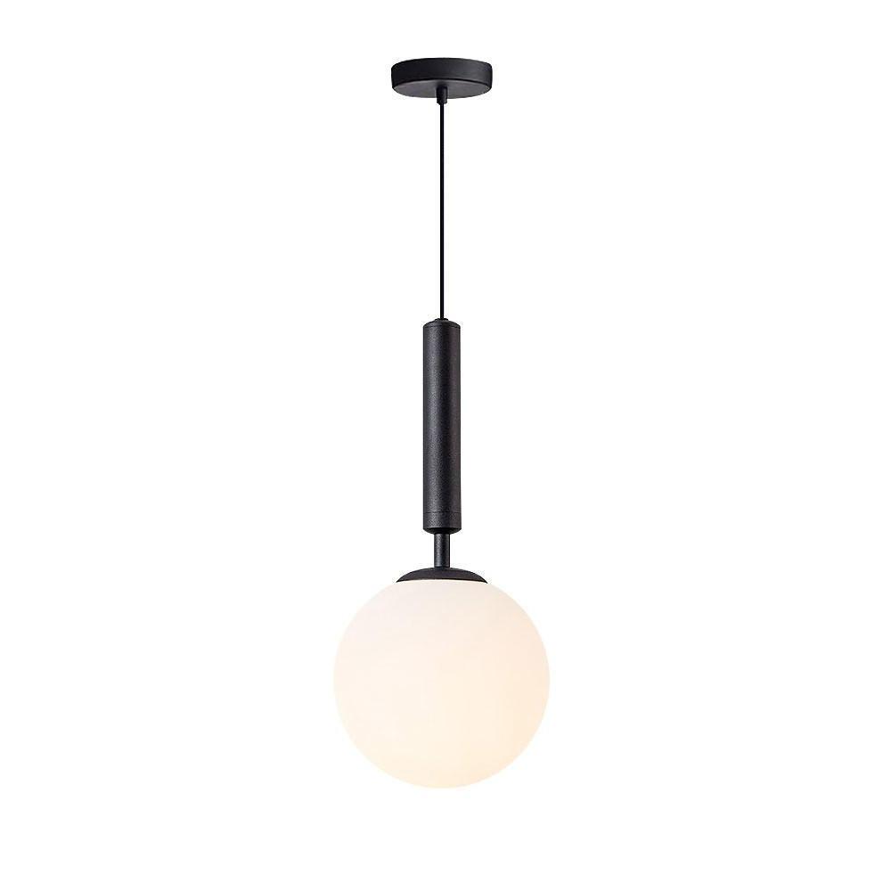 Artistic Globe Mini Pendant — Electroplated Metal and Milky Glass, 1-Light E26/E27, Black or Gold, 8" Diameter
