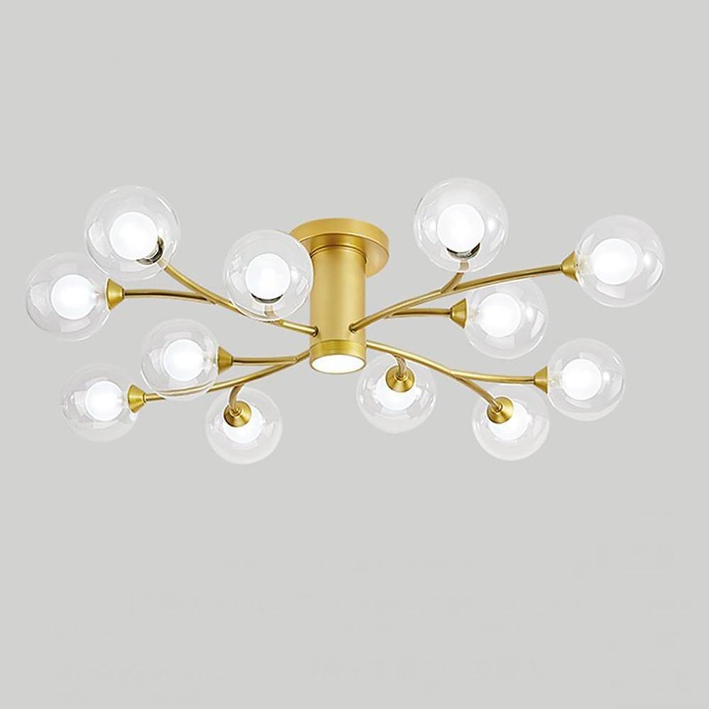 Industrial Globe Semi-Flush Mount Ceiling Light — Metal and Glass, LED, 9/12/15-Light, 3000–5400K